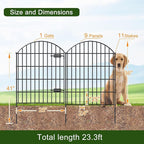 Metal Garden Fence with Gate 36in (H) x 23.3ft (L), 1 Gate+ 9 Panels Dog Fence Border Fence Animal Barrier, No Dig Garden Fencing for Yard Flower Bed Lawn Patio Outdoor, ECG3610, Black