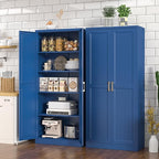 Kitchen Pantry Cabinet, 71 Inch Tall Metal Pantry Cabinet with Doors and Adjustable Shelves, Freestanding Food Cupboard, Storage Cabinets for Dining, Living Room, Navy Blue, Assemble Required