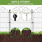5 Panels No Dig Tall Garden Fence Panel – 44" H X 11.8' L Rustproof Metal Dog Fence Outdoor for Yard, Decorative Animal Barrier Fence for Pet, Garden Border, Patio, Flower Beds| Temporary Fencing