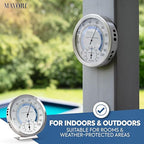Analog Hygrometer – Thermometer Hygrometer for Indoor – Premium Stainless Steel Humidity Gauge Indicator – Temperature and Humidity Monitor – Battery Free Operation – Ø 12.5 cm