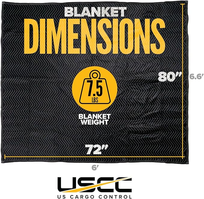 US Cargo Control 95 lb/Dozen, Machine Washable 80"x72" Large Heavy Duty Moving Blanket, MBSUPREME95 Supreme Mover, 24-Pack