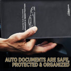 Andalus Auto Registration & Insurance Card Holder Pack of 2, Waterproof Essential Car Registration Holder with Hook & Loop Closure, Perfect for Every Vehicles Glove Boxes (Black - 9.5" x 5.15")