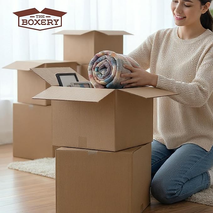 The Boxery Cube 5 x 5 x 5-inch Corrugated Cardboard Boxes, Small | Pack of 25 for Shipping, Moving, and Storage, Curbside Recyclable, Strong Wholesale Bulk Boxes
