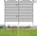 No Dig Decorative Garden Fence 5 Panels with Gate, 48 in (H) x 13 ft (L), Dog Fence Outdoor for Yard，Rustproof Metal Animal Barrier Ground Stakes Fencing for Garden, Patio, Flower Bed