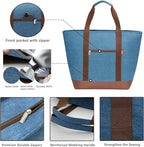 LHZK Jumbo Insulated Cooler Bag with Thermal Foam Insulation, Premium Leakproof Cooler Tote Bag with Zipper, Insulated Hot Cold Bag for Food Transport, Picnic, Travel, Beach (50L, Blue)