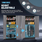Superday Metal Storage Cabinet with Lock, 72" H Garage Storage Cabinet with Doors and 4 Adjustable Shelves,Black Grey Steel Locking Cabinets for Office, Home, Garage, Gym, School