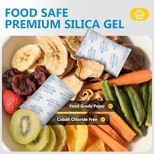 Silica Gel Packets – 50 Gram 35 Packs Desiccant Packs, Moisture Absorbers for Food Storage with Color Indicating, Food Grade Silica Packets for Foods, Seeds, 3D Filaments, Electronics, Safes