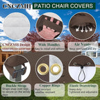 Heavy Duty Patio Furniture Covers Waterproof, 600D Outdoor Furniture Cover Waterproof for Sectional Sofa Couch, Outdoor Dining Table and Chair Set Covers 56''L x 32''W x 28''H, Brown