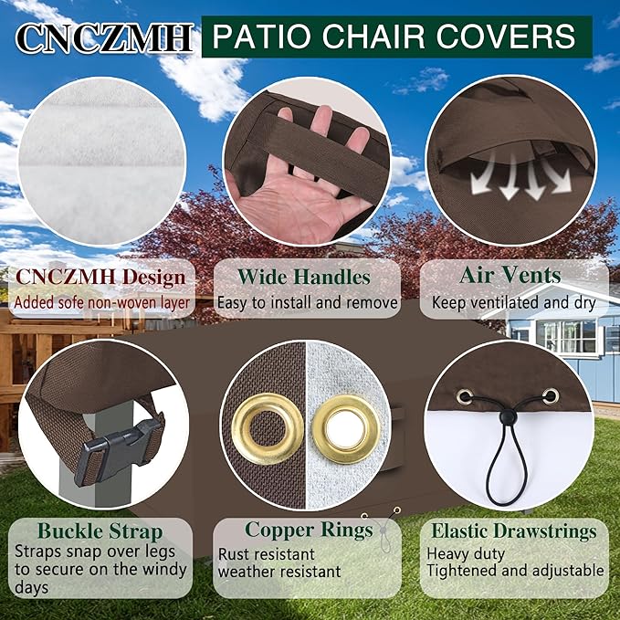 Heavy Duty Patio Furniture Covers Waterproof, 600D Outdoor Furniture Cover Waterproof for Sectional Sofa Couch, Outdoor Dining Table and Chair Set Covers 56''L x 32''W x 28''H, Brown