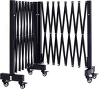 16.5FT Expandable Barricade Gate, Expandable Metal Barricade Gate Alloy Fence and 270 Degrees Direction Adjustment with Wheels, for Industrial or Residential Use (Black, 16.5FT)