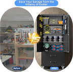 Aobabo Upgraded Metal Garage Storage Cabinet with Wheels and 2 Drawers, Lockable Rolling Tools Cabinet with Pegboards and Hooks,Assembly Required,Black