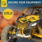 AUGO Heavy Duty Ratchet Straps & Soft Loops – Pack of 4 Extra Strong 1.5” by 10’ Ratchet Straps w/S-Hook Safety Latches & 4 Soft Loop Tie Downs – 4400Lb Break Strength for Motorcycles, ATVs, Etc.