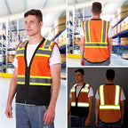 ProtectX 6 Pockets High Visibility Safety Vest for Men Women Class 2 Reflective Hi Vis Work Construction Vest