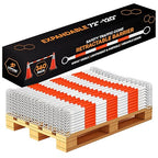 Retractable Barrier for Safety Traffic Cones - 2" OD - Large Yellow and Black Bar Barricade - for Road Construction, Parking, Warning, Temporary Security Divider (360, Orange & White, 72" x 120")