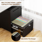2 Drawer File Cabinet with Lock and 4 Keys, Mobile Metal Filing Cabinet, File Cabinets for Home Office, Under Desk, Pre-Assembly, File Drawer, Letter/Legal/A4 Hanging File Folders