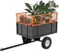 Heavy Duty ATV Dump Cart - Steel Tow Behind Trailer, Garden Cart Trailer, 17 Cu.Ft Capacity & 750 Lbs Steel Dump Trailers, with Foldable Mesh Fence, Yard Garden Trailers for Lawn Mower Tractor