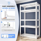 Raybee 72''H Garage Shelving Heavy Duty Storage Shelves Load 2010LBS Adjustable 5 Tier Heavy Duty Shelving White Garage Sheves Pantry Shelf for Kitchen Closet 72''H*31.7''W*16.3''D, 2Pack