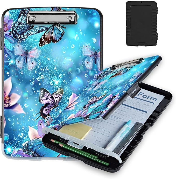 Pattern Design Clipboard with Storage - Heavy Duty Legal Size Clipboard, Ideal for Teachers, Nurses, Office Workers, Contractors, and Kids - 9.5 x 14.2 Inch (Dream Butterfly)