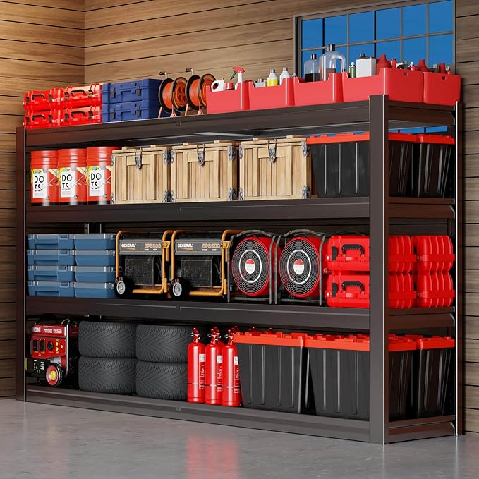 67" Wide Garage Shelving Unit, 67" W x 24" D x 68" H, Heavy Duty Garage Storage Shelves,3500 LBS Capacity, Industrial Adjustable Shelves for Basement Warehouse