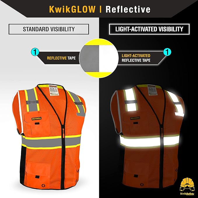 KwikSafety - Charlotte, NC - BIG KAHUNA Safety Vest [2 PACK] Class 2 ANSI OSHA Reflective Vest Durable High Visibility Vest Construction Safety Vest for Men Industrial Work Gear/Orange 3XL