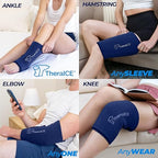 TheraICE Knee Ice Pack Wrap Compression ANYSleeve for Injuries, Reusable Elbow Calf Gel Cold Packs Brace, Adjustable Cold Recovery Wrap for Pain Relief -1 Size fits most people & Body parts -1 Unit