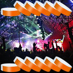 1200 Pcs Plastic Paper Wristbands for Events Neon Color Wrist Bands Concert Identification Wristbands Paper Bracelets Wristbands Party Hand Bands (Orange)