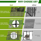 10 Panels No Dig Decorative Garden Fence - 32in H x 22.5ft L, Tall Heavy-Duty Square Tube Animal Barrier, Rustproof Metal Border Fencing for Yard, Outdoor Dog Playpen & Flower Beds