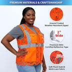 Lace-Mesh Safety Vest for Women & Men - Breathable, High Visibility Vest with Zipper & ANSI Class 2 Reflective Strips