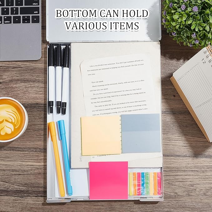 Henoyso Metal Storage Clipboard Bulk Heavy Duty Aluminum Clip Board for Teacher Contractor Medical Construction Office School Classroom, 12.6x9.2x1 Inch, Fit Letter Size 8.5x11 Inch Paper(8 Pcs)