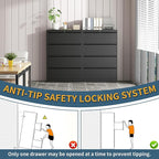 4 Drawer File Cabinet with Lock, Lateral Filing Cabinets,Metal Storage Filing Cabinets for Home Office, Heavy Duty File Cabinet for Letter/Legal/A4/F4 Size Amssebly Required, Black