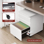 3 Drawer File Cabinet，Mobile Filing Cabinet with Lock and Wheels，Un-Assembled Metal Under Desk File Cabinets for A4/Letter/Legal Size（White