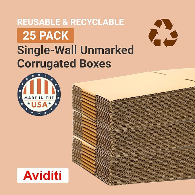 AVIDITI 15 x 10 x 10 Corrugated Cardboard Boxes, Medium 15"L x 10"W x 10"H, Pack of 25 | Shipping, Packaging, Moving, Storage Box for Home or Business, Strong Wholesale Bulk Boxes