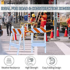 BESEA Folding Traffic Barricade, 45" A-Frame Safety Barrier with 8"x24" Top Panel and 8"x24" Bottom Panel, Heavy-Duty Plastic Construction for Road Work, Parking Lots, Events, and Crowd Control