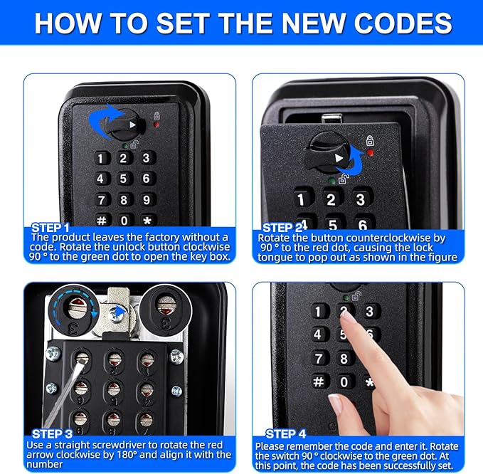 Key Lock Box, 12-Digit Code, Weatherproof Wall Mount, Large Capacity 5-8 Keys, Aluminum Alloy (Black, 3.58 * 2.24 * 5.28IN)
