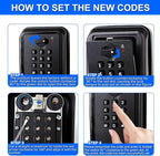 Key Lock Box, 12-Digit Code, Weatherproof Wall Mount, Large Capacity 5-8 Keys, Aluminum Alloy (Black, 3.58 * 2.24 * 5.28IN)