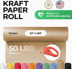 Brown Kraft Paper Roll 18" x 1800" (150 feet) with Cutter - USA-Made Wrapping Paper for Packing, Moving, Shipping & Crafts/Arts - 100% Recyclable Natural Craft Material by IDL Packaging