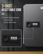Uniclife 20 Position Key Cabinet with Combination Lock Resettable Black Digital Security Storage Box Steel Key Organizer with Colorful Key Tag Labels Stickers and Hooks