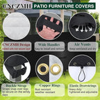 Heavy Duty Patio Furniture Covers Waterproof, Outdoor Table Cover, Sectional Couch Sofa Cover Rectangular, 600D Canvas Oval Patio Dining Table Chair Set Covers 102''L x 74''W x 28''H, Black
