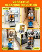 PYY Cleaning Carts On Wheels - Janitorial Cart w/ 3-Shelf & 2 Bins, Smooth Swivel Caster, 65L Collection Bag, 300LBS Load Capacity, Sturdy Cleaning Cart for Housekeeping, Janatorial Cleaning (Gray)