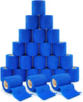 [24Pack 2" x5 Yards] Blue-Self Adhesive Bandages Pre Wrap, Athletic Elastic Cohesive Bandage for Sports, Injuries, Treatments, and Recovery, First Aid Tape Vet Wrap for Cat, Dog
