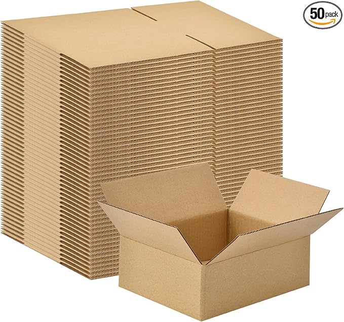 50 Pack 6x4x2 inches Small Shipping Boxes Brown Corrugated Cardboard Boxes for Packing, Mailing, Moving, Business