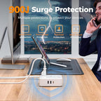 Surge Protector Power Strip, TESSAN 5 Ft Flat Plug Extension Cord with Multiple Outlets, 3 USB (1 USB C PD 20W), 8 Outlets, 900J Surge Protection, for Home, Office, Dorm Room Essentials, 1250W