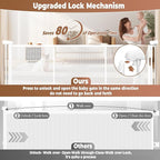 81" Retractable Baby Gate Extra Wide, 41" Tall Retractable Dog Gate for Stairs, Doorways, Decks, Mesh Gate Long Child Gate Pet Gate for Indoor, Outdoor, with Reinforced Mesh Rods, Dual Locks