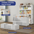 200 Gallon Extra Large Collapsible Storage Bin with Lid, 960QT Stackable Plastic Organizer with 6x Wheels, Foldable Drawer Cabinet for Closet, Living Room Office, Kitchen 4Pack, White
