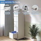 5 Drawer Mobile File Cabinet, Metal Filing Cabinet with Lock and Wheels, Home Office Rolling File Cabinets for Legal/Letter Hanging File Folders, Un-Assembled (White)