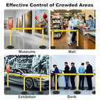 6 Pack Yellow Stanchions with Retractable Belts - Crowd Control Barriers, Heavy Duty Weighted Base for Events, Retail, Queue Lines