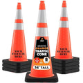 Xpose Safety 36 Inch Orange Traffic Cones Heavy Duty 12lb with 6" & 4" Collars, 8 Pack - Multipurpose PVC Plastic Safety Cone for Parking, Soccer, Caution, Kids and Construction - DOT Approved