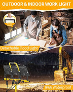 26400LM LED Work Lights with Stand, 3 Adjustable Head Portable Worklight with 26FT Cord Switch and Foldable Tripod, IP66 Waterproof 5000K for Outdoor Indoor Construction Job Sites Workshops Garage