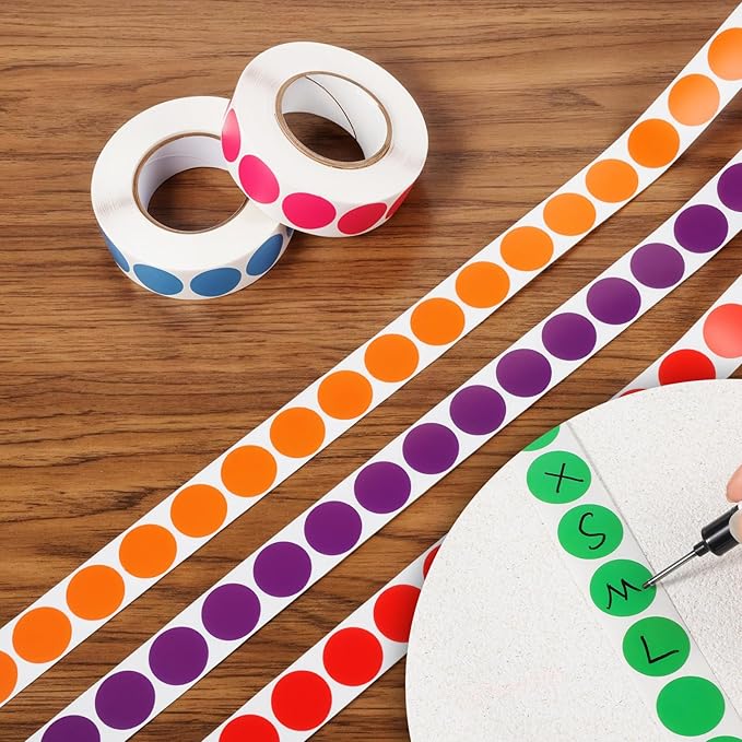 10000 Pcs 3/4 in Round Color Coding Labels Stickers Roll, Adhesive Assorted Colored Circle Dot Sticker, Removable Round Labels, for Garage Sale, Office, Inventory Organize, File Classification