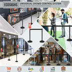 ECOSlGNS 6 Pack Commercial-Grade Stanchions with Retractable Belts - Black Stanchion Posts Set Crowd Control Barriers 10ft Line Dividers with Weighted Rubber Base & Sign Holders for Queue Management